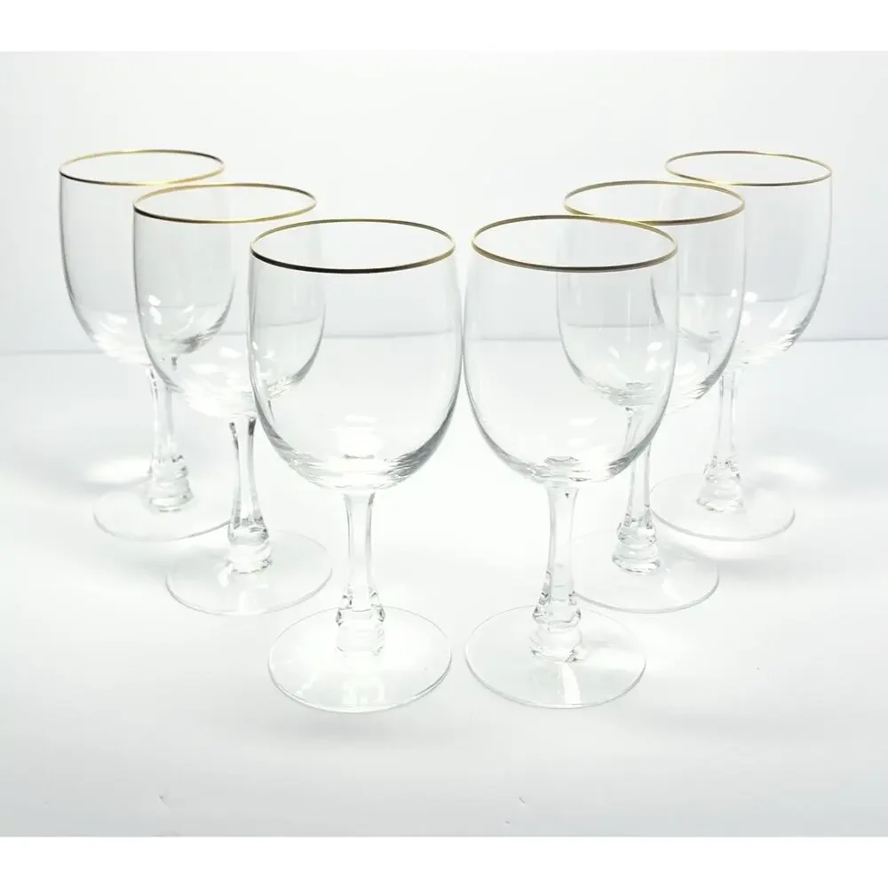 Fostoria “Classic Gold” Set of 6 Water Glasses 6 3/4” 10oz Signed